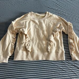 Madewell Cream Ruffle-Trim Sweatshirt